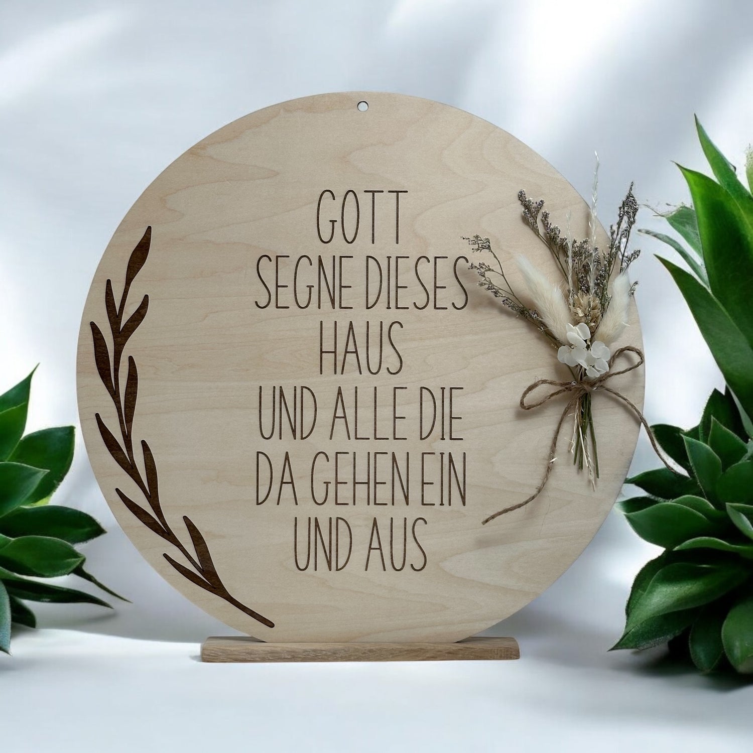 Holzschild mit Segensspruch – „Gott segne dieses Haus“ - Wiens Wood