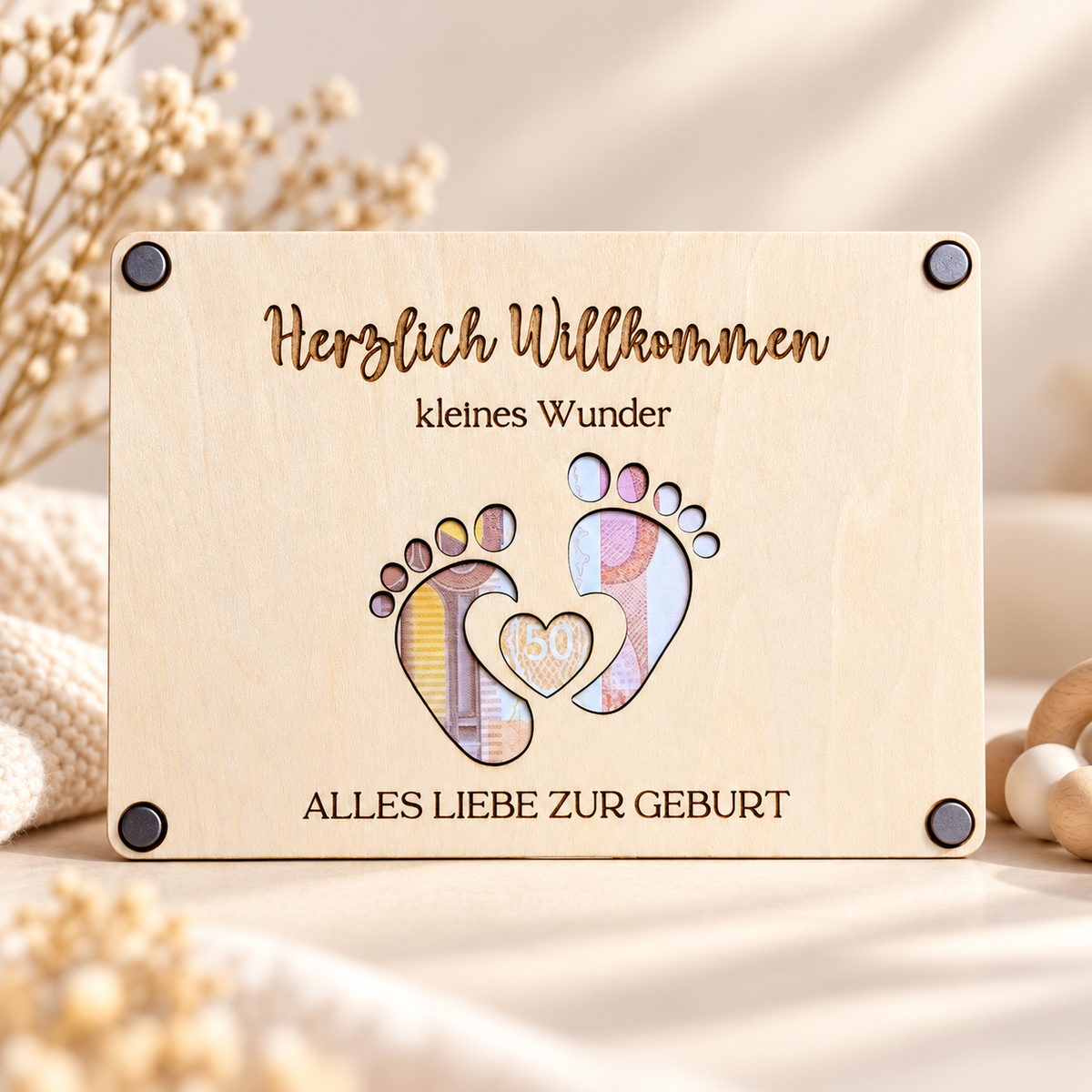 Geldgeschenk zur Geburt aus Holz – Kleines Wunder