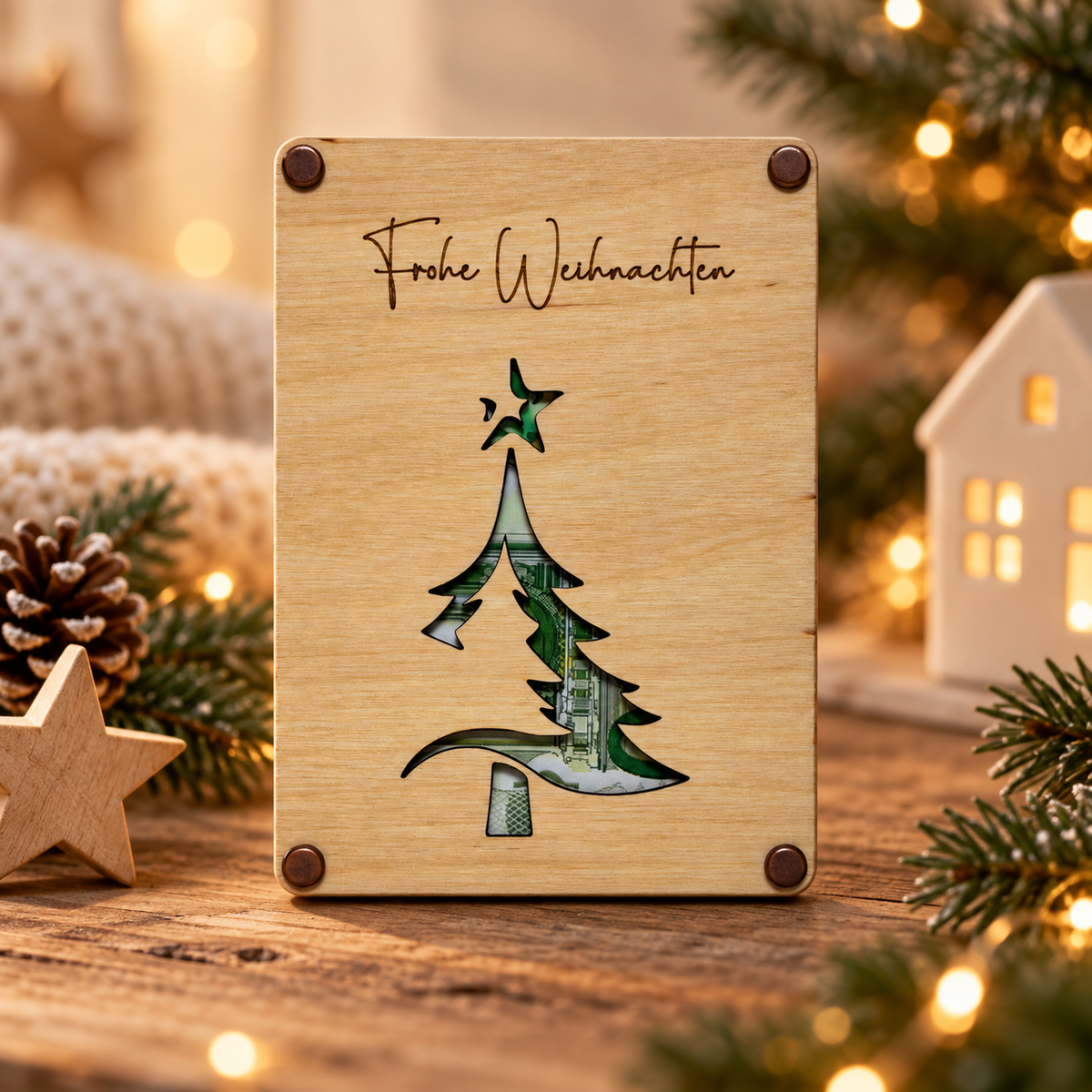 Geldgeschenkkarte aus Holz zu Weihnachten – 8 Motive – Produktbild 10