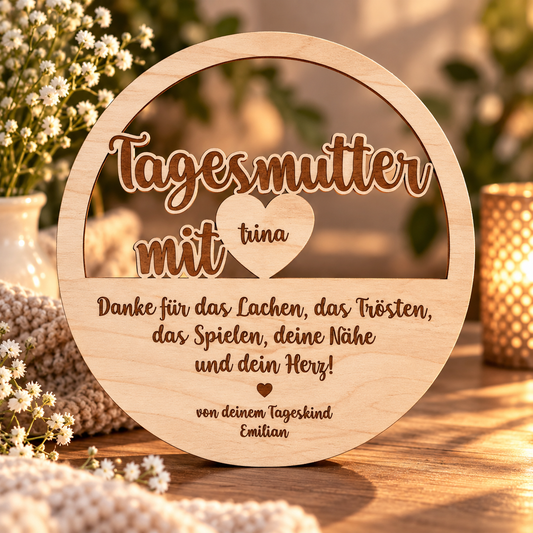 Personalisiertes Dankeschön für Tagesmutter aus Holz