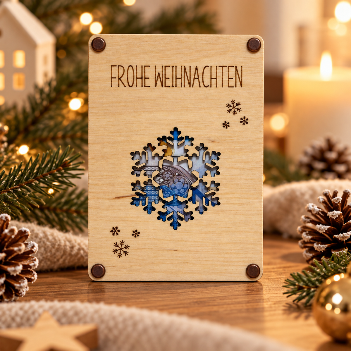 Geldgeschenkkarte aus Holz zu Weihnachten – 8 Motive – Produktbild 5