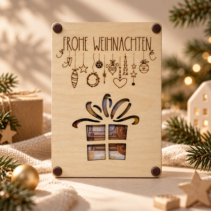 Geldgeschenkkarte aus Holz zu Weihnachten – 8 Motive – Produktbild 7