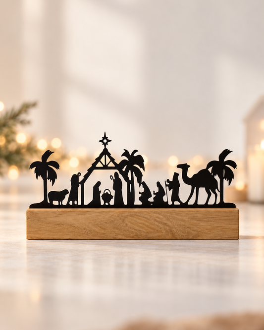 Krippen-Aufsteller aus Holz – moderne Weihnachtskrippe