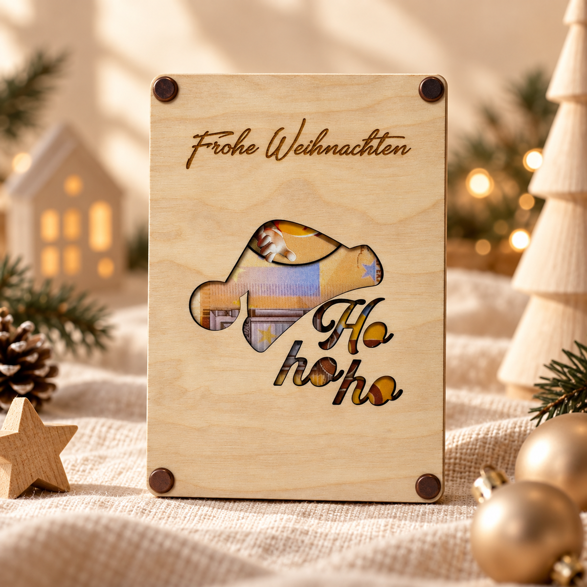 Geldgeschenkkarte aus Holz zu Weihnachten – 8 Motive – Produktbild 8