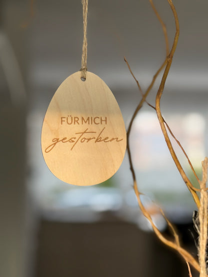 Holz-Ostereier für den Osterstrauch