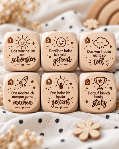 Mein Tag voller Geschichten – Erzählwürfel mit Lasergravur als Geschenk für gemeinsame Familienmomente